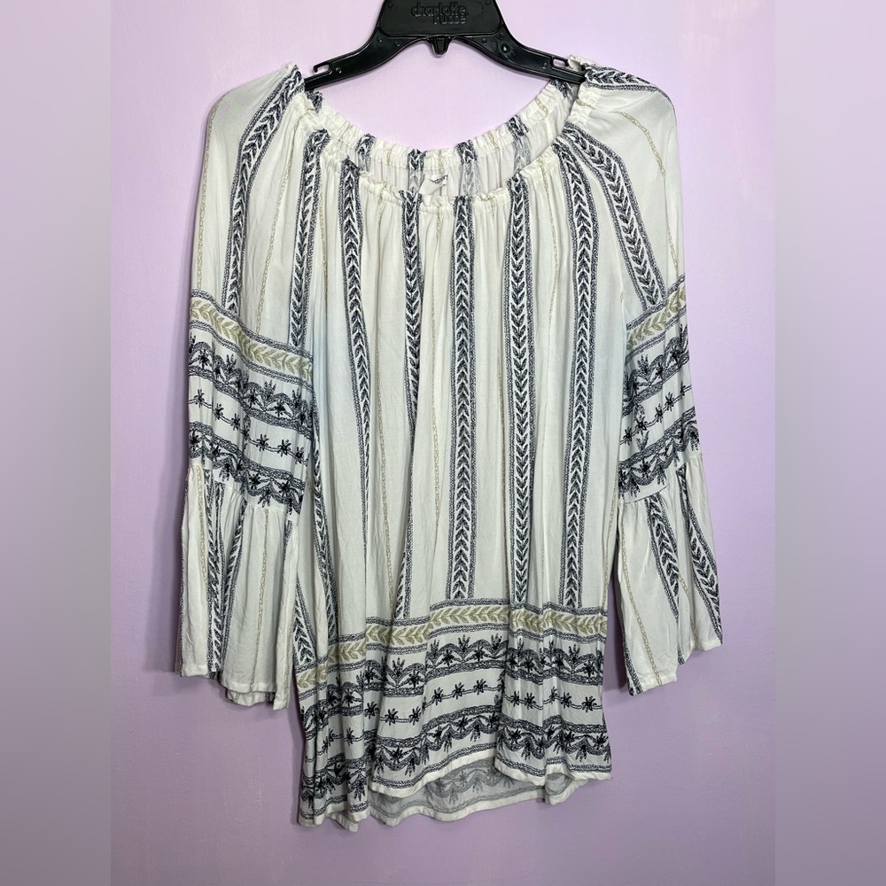 Westport Women’s White & Black Three Quarter Sleeve Blouse NWOT